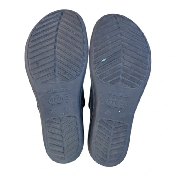 Crocs Sanrah Hammered Circle Wedge Flip Women’s Size 7 Navy Blue - Picture 7 of 8